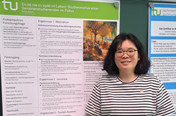 Siane Kwon vor ihrem Poster.