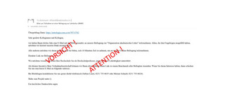 Screenshot of the e-mail with "Attention"