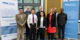 Die aktuellen Senior Fellows am College for Social Sciences and Humanities (von links): Rashed Uz Zaman, Ingo Heidbrink, Qingxiu Bu, Daniel Feierstein, Tülin Şener, Lorraine Ryan, Sean Franzel, Nelson Zavale 