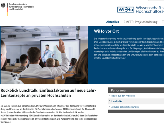 Screenshot des News-Beitrags auf der Webseite der WiHo Forschung.