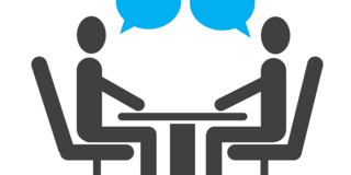 Icon shows 2 people sitting opposite each other