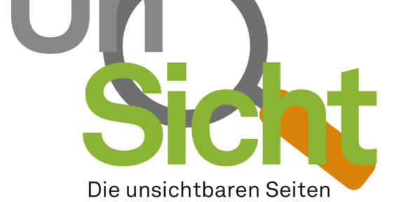 Logo UnSicht mit hinterlegter Lupe